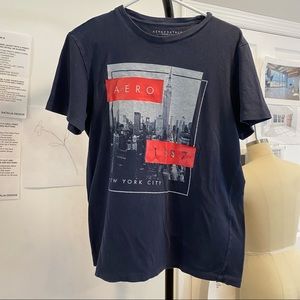 Aeropostale T shirt Mens size M Color: Navy with grey and red NYC graphic